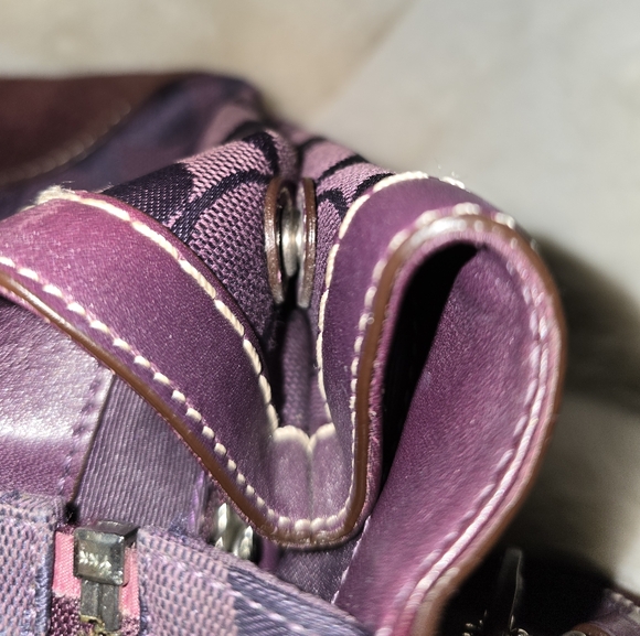 Coach Vintage Y2K Purple Leather and Suede Monogram Purse - Picture 8 of 13